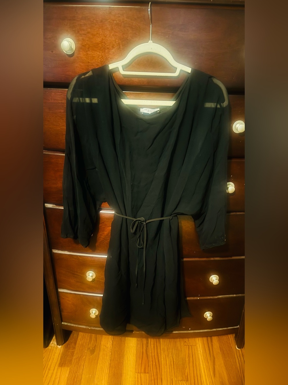 Lola & Sophie Black Sheer Wrap Dress